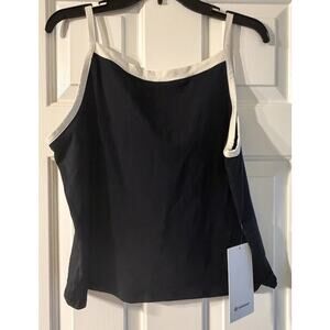 NWT Lululemon Organic Cotton High-Neck Ringer Tank Black/white Size XL